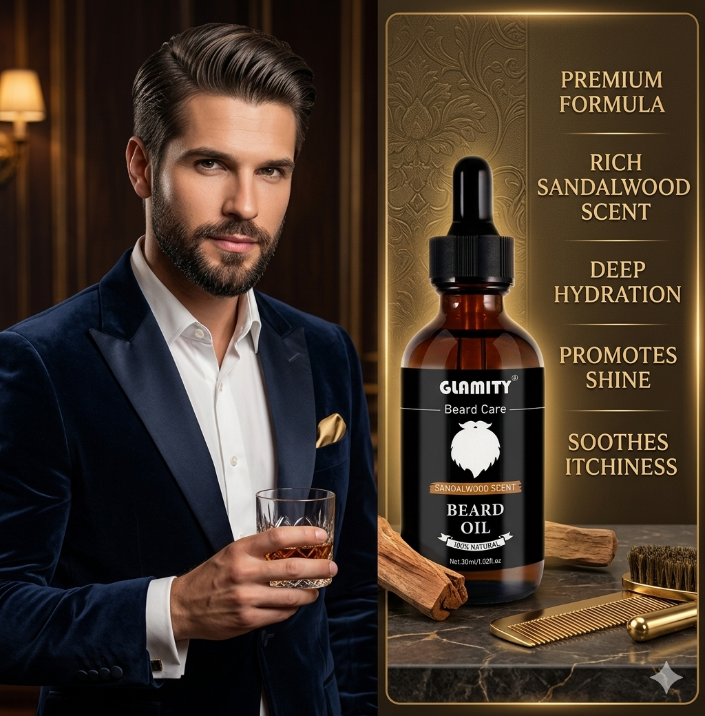 BEARD OIL Thick, Soft & Stylish Beard! 
GLAMITY Beard Oil